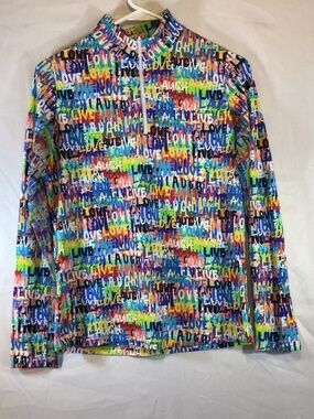 IBKUL Women 1/4 Zip Sun Top Size S UPF 50  Graffiti Athleisure pickleball Golf